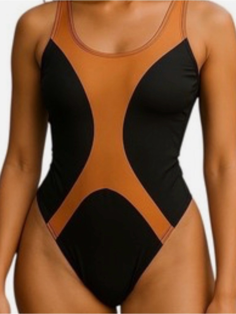 Women’s Black and Copper One-Piece Swimsuit
